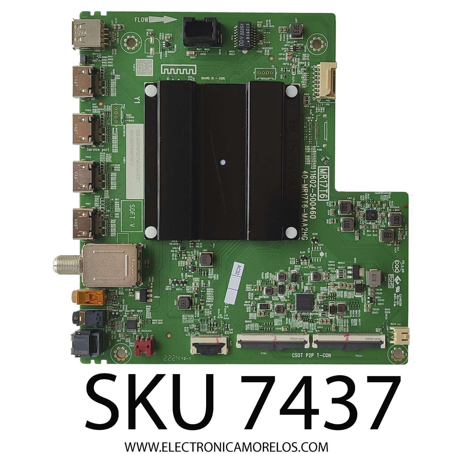 MAIN ORIGINAL PARA TV TCL / 4K·UHD·HDR ((ROKU TV)) / NUMERO DE PARTE 30800-000499 / 30801-000475 / 40-MR17T6-MAA2HG / V8-MR17K01-LF / GTC011975I / PANEL LVU500NDEL / DISPLAY V500DJ7-QE1 REV.D5 / MODELOS 50S451 / 50S455 / 50G31